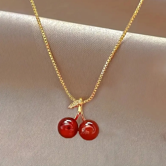 Cherry Pendant Necklace Gold - Picture 6 of 6